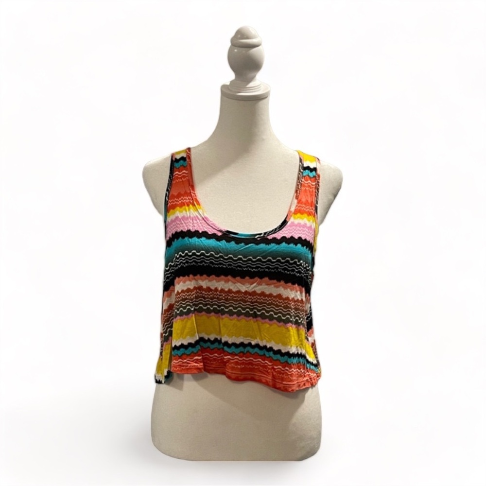 “Over The Horizon” Boho Print Crop Tank- Small (Indie Inspired)